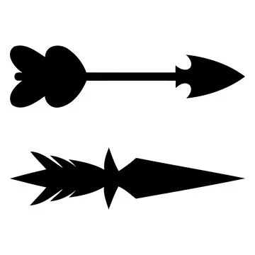 Tribal arrow shape elements silhouette vector illustration isolated on white Illustrazione stock
