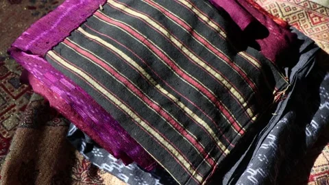 Tribal Asian ikat pattern Stock Footage 229086805