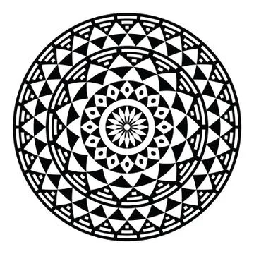 Tribal aztec geometric pattern or print in circle - folk 库存插图