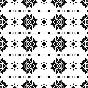 Tribal Aztec geometric stripe pattern in black and white colors. Illustrazione stock