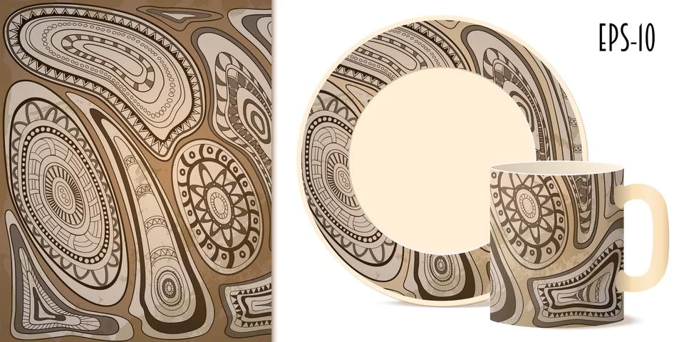 Tribal aztec pattern for dishes Stock Illustration