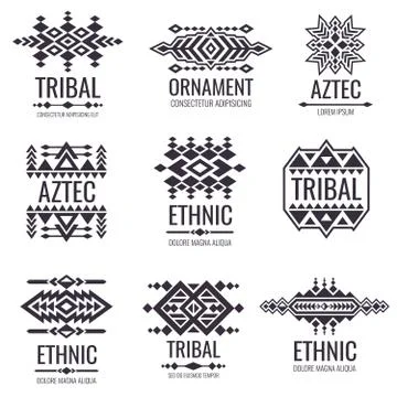 Tribal aztec vector pattern. Indian graphics for tattoo designs Stock Illustration