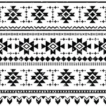 Tribal aztec vector retro seamless pattern on white Stock Illustration