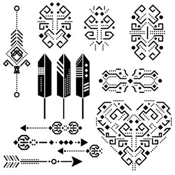 Tribal aztec vector stencil elements Stockillustratie