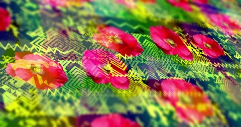 Tribal background with flowers. Seamless loop. Closeup video. DOF. Stock Footage 126107741