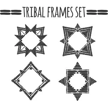 Tribal border frames set vector Stock Illustration