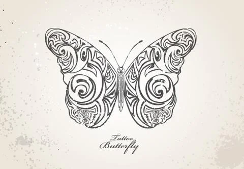 Tribal butterfly Stock Illustration