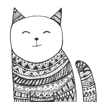 Tribal cat Illustrazione stock