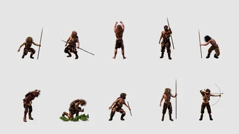Tribal caveman looping alpha 8K Video stock 306818459