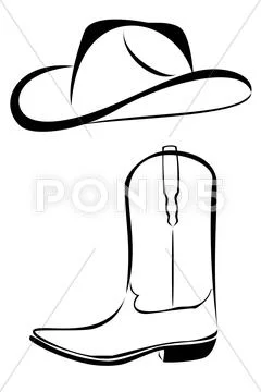 Tribal cowboy hat and boot Stock Illustration