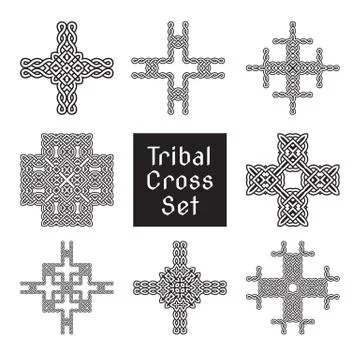 Tribal cross set Stock Illustration