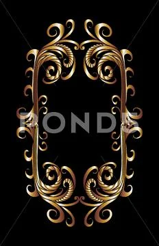 Tribal design gold frame vector art Stock Illustration