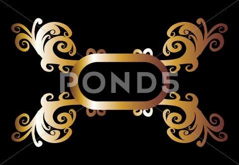 Tribal design gold frame vector art Stock Illustration