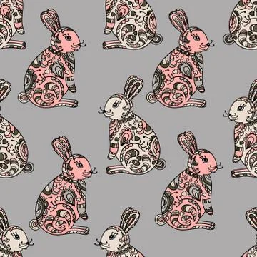 Tribal designed bunny. Stock-Illustration