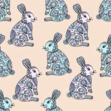 Tribal designed bunny. Stock Illustration