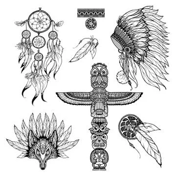 Tribal Doodle Set Illustrazione stock
