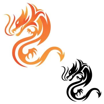 Tribal dragon fire vector icon for graphic design, web and app Stock Illustration