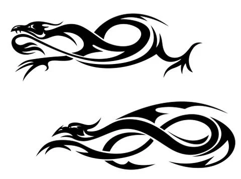 Tribal dragons Stock Illustration