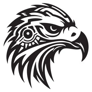 Tribal Eagle Head Silhouette, Eagle Face Vector Clipart, Bird Eagle Logo Vector, Stock Illustration