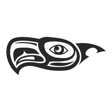 Tribal Eagle Head Tattoo Design, Indigenous Art, Native American Style Symbol Stock Illustration