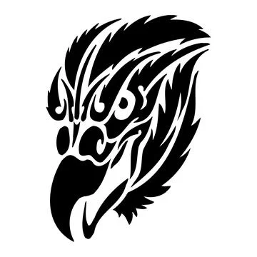 Tribal Eagle Head Tattoo Design, Black and White Stock Illustration