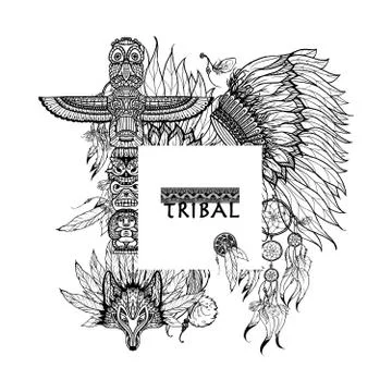 Tribal Elements Frame Stock Illustration