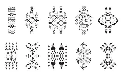 Tribal Elements Set Ethnic Collection, Aztec Art Design Stock Illustration