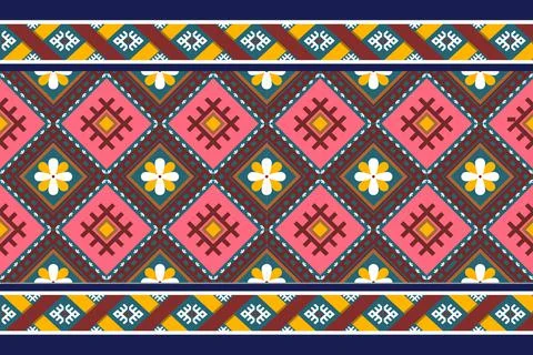 Tribal ethnic folk seamless pattern traditional background embroidery style Stock Illustration