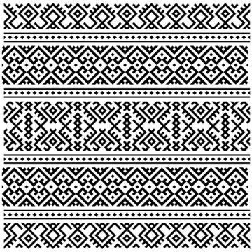 Tribal ethnic pattern in black and white color for background or frame Stock Illustration