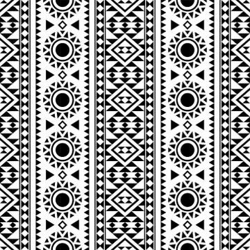 Tribal ethnic pattern texture design in black white color Stock Illustration