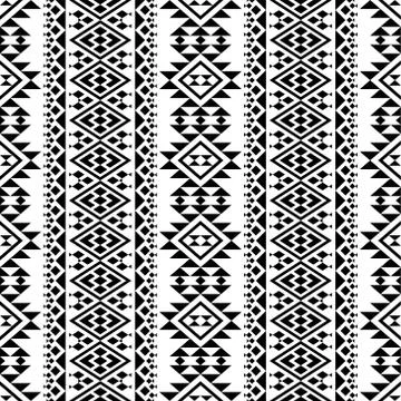 Tribal ethnic pattern texture design in black white color Stock Illustration