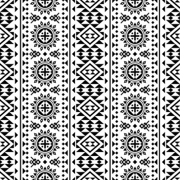 Tribal ethnic pattern texture design in black white color Stock Illustration