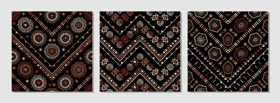 Tribal ethnic seamless pattern in Aztec style. Ikat geometric folklore ornament 库存插图
