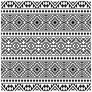 Tribal ethnic seamless pattern design background vector in black white color Stock Illustration