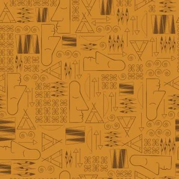 Tribal ethnic seamless pattern. Figuratively geometric pictures of Navajo tribe Stock Illustration