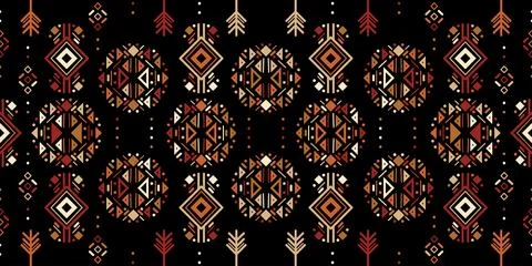 Tribal ethnic seamless striped pattern in Aztec style. Ikat geometric folk decor Illustrazione stock