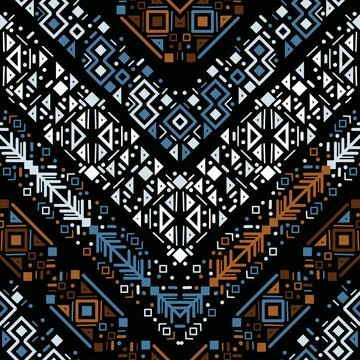 Tribal ethnic seamless striped pattern in Aztec style. Ikat geometric folk decor イラスト素材