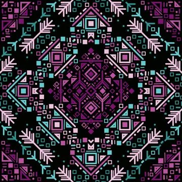 Tribal ethnic seamless striped pattern in Aztec style. Ikat geometric folk decor Stock Illustration