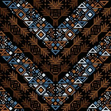 Tribal ethnic seamless striped pattern in Aztec style. Ikat geometric folk decor Stock Illustration