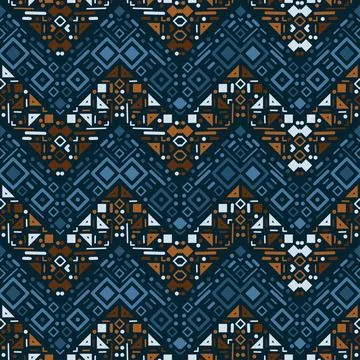 Tribal ethnic seamless striped pattern in Aztec style. Ikat geometric folk decor 库存插图