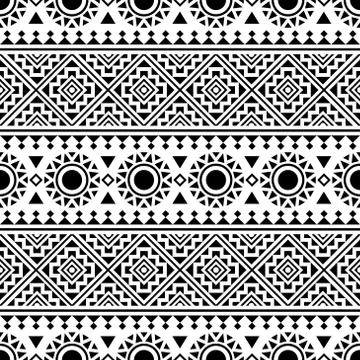 Tribal ethnic vector texture. Seamless striped pattern in Aztec style Stock Illustration