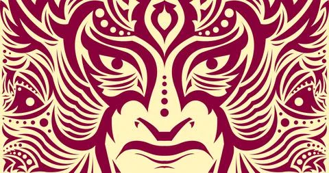 Tribal Eyes Mask Face vector illustration, Tattoo style Warrior. Stock Illustration