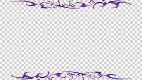 Tribal flame border showing in flat design with purple-cream swirls on clear Stock Illustration