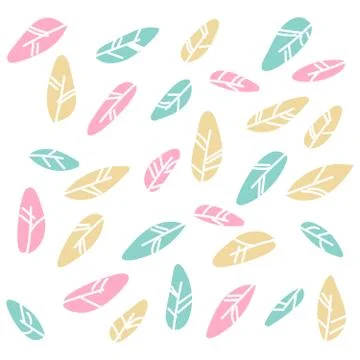 Tribal flat feather different style bird vintage colorful ethnic hand drawn Stock Illustration