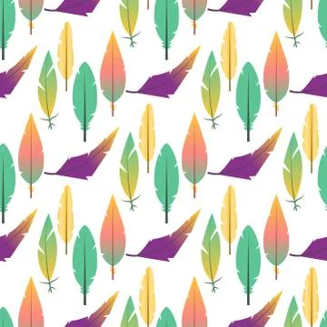Tribal flat feather seamless pattern background bird vintage colorful ethnic Stock Illustration
