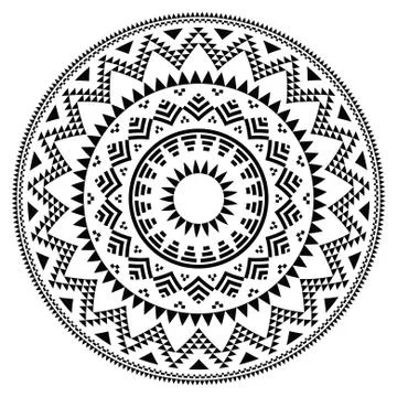 Tribal folk aztec geometric pattern in circle Illustrazione stock