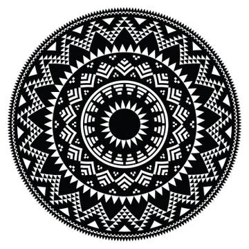 Tribal folk Aztec geometric pattern in circle Illustrazione stock