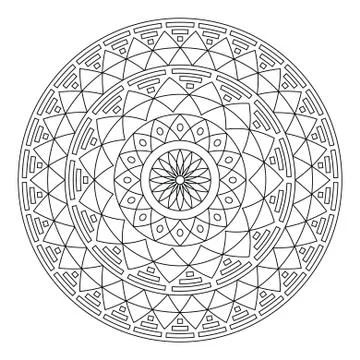 Tribal folk Aztec geometric pattern in circle - stroke Illustrazione stock