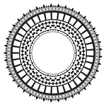 Tribal folk aztec geometric pattern in circle Stock Illustration