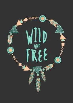Tribal Frame Typographic Design Illustrazione stock